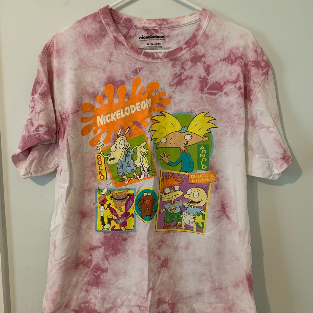 Nickelodeon Graphic T-Shirt - Pink and White Tie-Dye